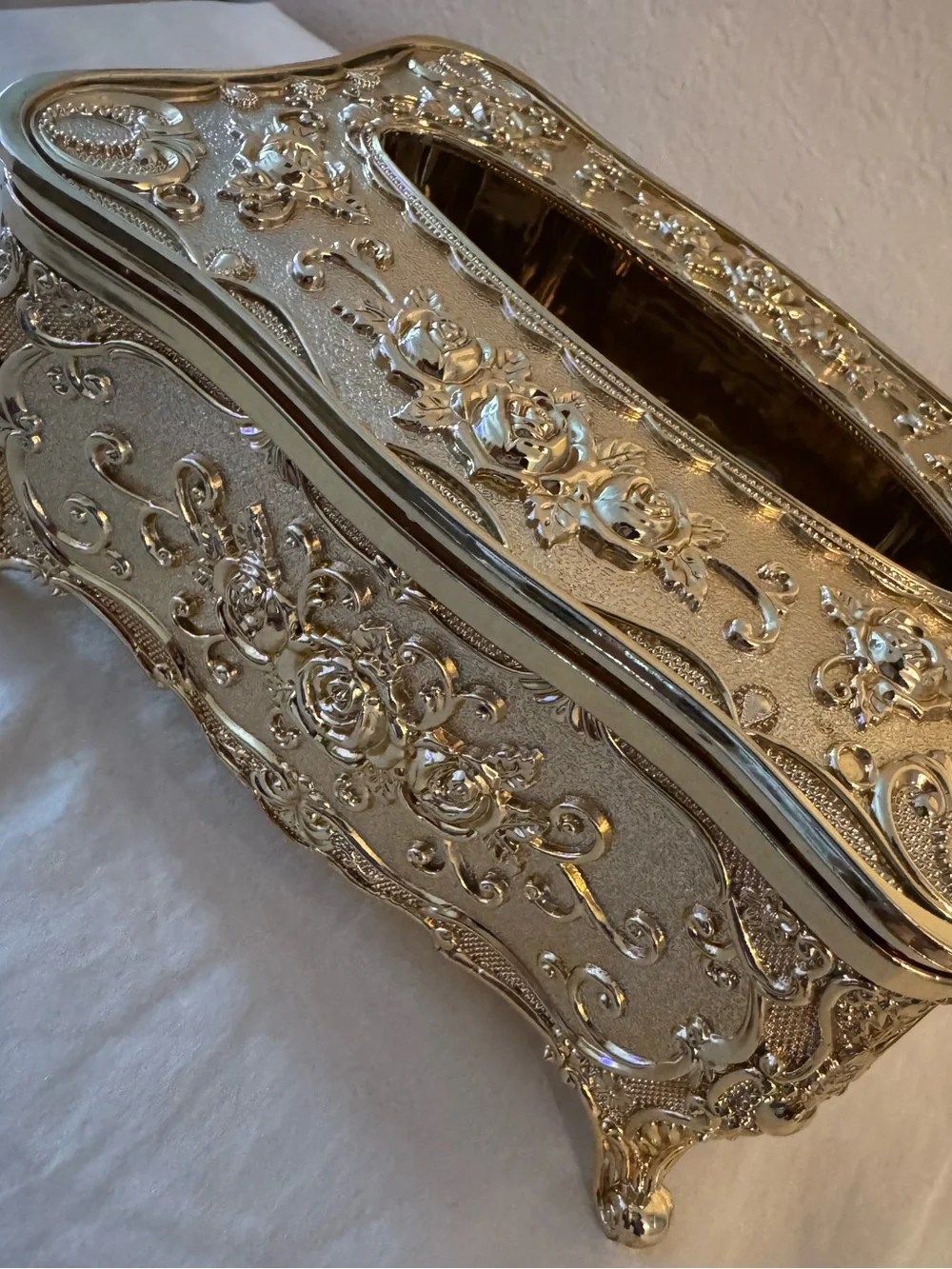 Ornate Gold Tissue Box Cover - Decorative Home Accent